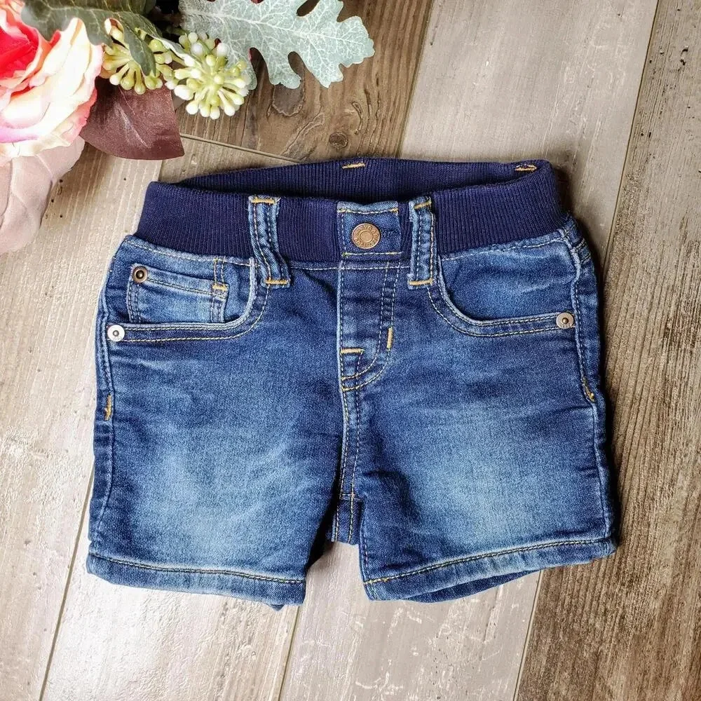 babyGap Dark Wash Stretch Comfort Waistband Jean Shorts Size 12-18m NWOT